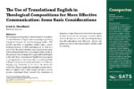 The Use of Translational English in Theological Compositions for More Effective Communication: Some Basic Considerations